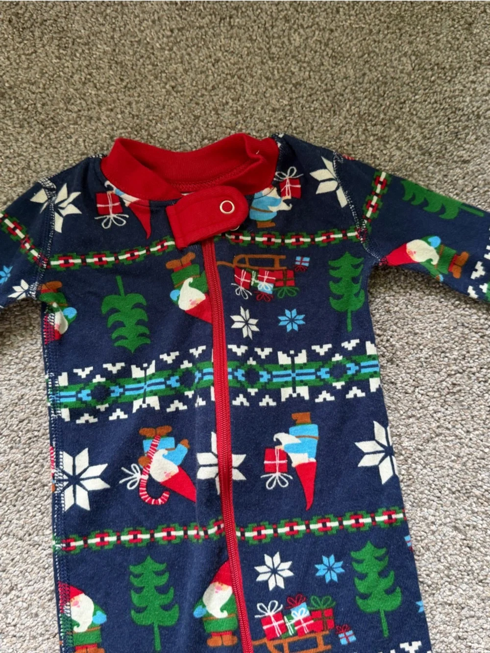 Hanna Andersson Baby Zip Sleeper in Gnome Sweet Gnome Navy Blue Size 3-6 Months